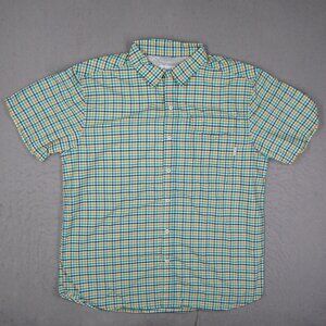 Columbia Omni-Shade Shirt Mens XL Green Nylon Button Up Short Sleeve Hike Travel